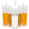 ABSOK 50 sacchetti per bevande, contenitore per frullati trasparente, sacchetto per bevande resistente impermeabile e sigillato, bottiglia per bevande congelate, un imbuto di plastica (250 ml)