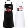 umboom 2 Pezzi Mr & Mrs Grembiuli, Divertenti Grembiule per Coppie, Regolabile Grembiule con 2 Tasche, Regalo da Cucina per Matrimonio, San Valentino, Fidanzamento, Anniversario, Natale (Boss Set)