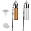XoeLLe 2 Pezzi Portatili Contenitore per Spezie, Dosatore Snuff Snuff Bottle Dispenser 57 mm, Mini Bottiglia di Spezie in Polvere, con Cucchiaio, Imbuto per Viaggi All'aperto Campeggio