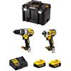 DeWALT Kit DWK224 (Trapano a Percussione DCD996 + Avvitatore ad Impulsi DCF887 + 2 Batterie 5,0 Ah + Caricabatterie + TSTAK VI)