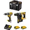 DeWALT Kit DWK210 (Trapano a Percussione DCD796 + Tassellatore DCH273 + 2 Batterie 2,0 Ah + Caricabatterie + TSTAK VI)