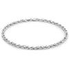 CARISSIMA Bracciale Unisex in Oro Bianco 9 ct Hollow con Maglia Diamantata a Prince of Wales da 3,1 mm di Lunghezza 19 cm/7,5 Pollici
