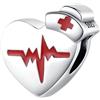 Amuefer Infermiera Battito Cardiaco Charm Compatibili Bracciale Collana, Argento Sterling Ciondolo Natale Gioielli Regali per le Donne Ragazza Moglie Bambini Amici