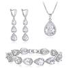 Clearine Set di Gioielli da Sposa per Le Donne Damigella d'Onore, Argento Placcato Goccia Zirconia cubica Collana Lunga Dangle Orecchini Bracciale per Partito
