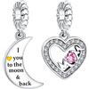 Amuefer Mamma Charm Compatibili Bracciale Collana, Argento Sterling Luna e Stella Ciondolo Natale Gioielli Regali per le Donne Ragazza Moglie Amici
