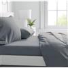 Corredocasa Completo Lenzuola in Purissimo Cotone 100% Tinta Unita, Manifattura Italiana di Alta Qualità, per un Letto Comfort Elegante e Duraturo (Grigio, Matrimoniale)