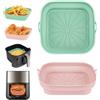 Alyvisun Teglie per Friggitrice ad Aria, 2 Pezzi Teglia in Silicone per Air Fryer Contenitori Cestello Riutilizzabile Quadrato Tappetino Stampi Per Airfryer, Microonde, Forno (Rosa+Verde)