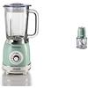 Ariete 583 Frullatore Vntage, Stile Retrò, 1000 W, Capacità 1,5 L, 4 lame in acciaio inox, 4 velocità, Funzone tritaghiaccio, Verde & Tritatutto Vintage, 2 Velocità, 400W, Verde
