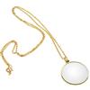 EXBLUE Catenina Gioiello con Ciondolo a Lente D'Ingrandimento, 5X Collana Lente d'ingrandimento Monocolo Lente per la Lettura in Vetro per Libri Gioielli da Ricamo Artigianali Hobby (Oro)
