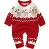 Verve Jelly Neonato Ragazzi Ragazze Pagliaccetto lavorato a maglia Renna Tuta Natale Maglione a maniche lunghe Tuta intera Pigiama Set Rosso 1 90 6-12 mesi