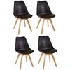 HJhomeheart Set di 4 Sedie Sala da Pranzo, Gambe in Legno Massello, Design Nordico Ergonomico, Cucina, Moderne (Nero-4)