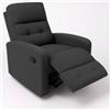 MAKA change your life quality MAKA Poltrona Relax in Tessuto Imbottito con Alzapiedi Manuale, Supporto Braccioli, Ergonomico per Schiena e Collo, Poltrona per Anziani, Poltrona Letto Reclinabile Anti-Ribaltamento (Grigio Scuro)