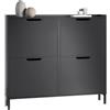 SoBuy Scarpiera Salvaspazio Slim da Ingresso Mobile Portascarpe con 4 Ante a Ribalta Regolabili in Legno Armadio Scarpiera Alta e Stretta per Corridoio, 100x19x91 cm，Nero, FSR100-SCH