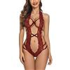 Avidlove Sexy Body da Donna Un Pezzo Lingerie in Pizzo Teddy Intimo Bodysuit Scollo a V Halter Hollow Trasparente Babydoll Party Outfit per Donna Rosso Scuro S