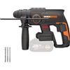 WORX Nitro WX381.9 - Martello pneumatico senza spazzole da 20 V, per forare, perforare a martello e scalpellare, 2 Joule, senza batteria e caricatore