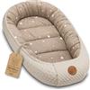 Totsy Baby Riduttore lettino neonato - 90x50 cm nido culla pod cocoonababy babynest antisoffoco per bambina e bambino baby nest per neonati Beige con Stelle Bianche