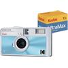 KODAK EKTAR H35N - Set di fotocamere a pellicola mezza cornice con pellicola Kodak Ultramax 400/24EXP da 35 mm (blu smaltato, pacchetto)