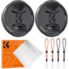K&F CONCEPT Set di 2 Tappi Obiettivo 46mm Compatibile con Canon Nikon Sony | Con 4 cordini di sicurezza e 1 panno in microfibra sottovuoto, compatibile con fotocamere e obiettivi - PC03