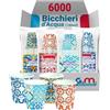G.M. DISTRIBUZIONE GM 6000 Bicchieri d' Acqua in Carta con Grafiche Maioliche, 180 ml, Biodegradabili e Biocompostabili, Usa e Getta, 4 Colorazioni, Ideale per Casa, Ufficio, Asporto Bevande Calde e Fredde