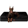 EHEYCIGA Cuccia Cane Interno Taglia Grande, Cuscino Cane Impermeabile Sfoderabile e Lavabile, Letto per Cani con tre Lati Rialzati Ortopedico, Nero, 132x104x20cm
