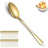ReaNea Cucchiai da tavola ReaNea Gold 24 pezzi, cucchiaio da tavola placcato in oro titanio in acciaio inossidabile, cucchiai da minestra, uso per casa, ristorante, matrimonio, feste, eventi, Christmax