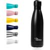 Otto Koning Borraccia Termica in acciaio inox-Otto Koning. Mantiene le bevande fredde per 24 ore e quelle calde per 12 ore. Bottiglia thermos a prova di perdite, senza BPA (500ML, Nero)