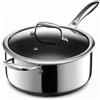 HexClad Casseruola ibrida antiaderente da 4,7 litri con coperchio in vetro temperato, manico che mantiene il freddo, lavabile in lavastoviglie, adatta a induzione, compatibile con tutti i piani