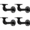 LINKPIPES Staffa per mensole per tubi industriali fai da te staffe per tubi in ferro nero appese a parete doppia flangia per ripiani galleggianti in legno Staffe per scaffalature rustiche decorative