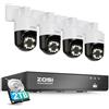 ZOSI 5MP Kit Videosorveglianza PoE Esterna, 4x Telecamera PTZ, NVR a 8 Canali con 2TB HDD, Rilevamento di Persone/Veicoli, Pan 355°/Tilt 140°, Audio Bidirezionale, Allarme Intelligente, Accesso Remoto