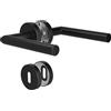 KeZaara Maniglie per Porta Interne 1 Pezzo, Maniglia per Porta in Acciaio Inox con Rosetta Arrotondata Ø 52 mm, Nero Opaco, per Porte di Stanze da 20 mm a 55 mm, Forma di L, BB-Chiave a Profilo Tondo