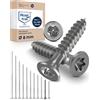NietFullThings Vite a testa svasata TORX V2A in acciaio inossidabile 8-mm di spessore - Lunghezza della vite di 70-mm - 10 pezzi - Filettatura parziale di 50-mm Vite per legno 8x70