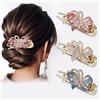 Chicamy Fermagli per Capelli Mollette Dorati Con Strass per Donne Ragazze Fiore a Becco d'anatra Grandi Francesi a Coda di Rondine Cavallo in Acrilico Capelli Luccicanti Decorativi blu Bianco Rosa 3 pezzi