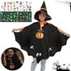 SHOWHEEL Costumi di Halloween Con Cappello,Mantello Da Strega per Feste di Halloween,Halloween Costumi per Bambini Ragazze/Ragazzi,Carnevale,Cosplay,per Altezza 90-150cm