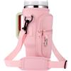 Huiguli Borsa Porta Bottiglie per Stanley Cup 40 oz, Porta Borraccia Tracolla, Stanley Cup Accessori con Scomparto per Cellulare e Tracolla Regolabile per Corsa Campeggio Ciclismo Rosa