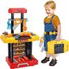 BAKAJI Banco da Lavoro Giocattolo per Bambini Trasformabile in una Valigetta Portatile Comoda per Giocare, Gioco con Attrezzi da Lavoro, Trapano Elettrico, Set Giochi Imitazione Educativi, Idea Regalo