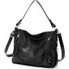 Kasgo Borsa Donna Grande Tracolla, Tote Bag in Pelle, Bauletto a Mano per Università, Scuola, Lavoro e Shopping - Nero