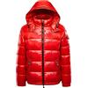 HEAITHpool Piumino da uomo Cappuccio Caldo Lucido Autunno Giacca Uomo Nero Lucido Imbottito Primavera Soffici Rosso Soprabito Uomo, Red, XL