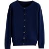 Generic Cardigan Abbottonato a Maniche Lunghe da Donna Girocollo di Base Maglie Cotone Donna Manica Lunga Taglie Forti (Navy, L)