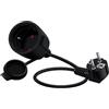 HuaLiSiJi Prolunga Schuko Corta 16A 250V Cavo Prolunga Schuko 90 Gradi Prolunga Schuko Impermeabile Mini Prolunga Schuko IP44 per Esterno o Interno, Casa, Ufficio (Nero, 1m)