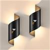 YindaLux LED Luce da Esterno con Sensore di Movimento 2 Pezzi, 14W Lampada da Parete per Interni Nera, IP65 Applique da Parete 3000K Bianco Caldo, Illuminazione da Esterno in Alluminio per Balcone