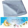 4BABIES - Lenzuolo sopra per culla - Lenzuolino lettino con sbarre - Biancheria da letto per bambini in 100% Cotone Made in Italy certificato OEKO-TEX - Azzurro