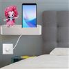 OKOMATCH Mensola da comodino a parete per letto piccolo organizer portaoggetti portaoggetti portaoggetti Caddy supporto per telefono - installazione senza danni - perfetto per ricaricare il telefono cellulare