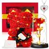 Touloube Regali per la Festa Della Mamma - Regali Donna Per Compleanno Anniversarioper Mamma Fidanzata Collana Con Scatola Regalo Gioielli,Regalo di Orsetto di Rose e Rosa Splendente,Galaxy Rose per Lei