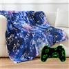 SOCHOW Coperta di Pile Gamepad, Fluorescente Si Illumina al Buio Super Morbida Coperta, coperta per tutte le stagioni per bambini 127 x 150 cm, Blu