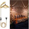 YNDD Applique da Parete Interno Rattan, Set di 2 Lampada da Muro Legno Boho Dimmerabile con Interruttore e Spina 3m Corda di Canapa Filo Rustico Lampada Murale Vintage E27 per Cameretta Soggiorno Corridoio