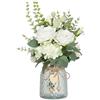YELIKIT Fiori artificiali con vaso, bouquet di ortensie floreali in finta seta, bouquet di ortensie in vaso, centrotavola per matrimoni, bouquet per feste, ufficio, fattoria, cucina, decorazione per la casa