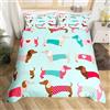 Homemissing Set di biancheria da letto per cani con bassotto con motivo a fumetto per bambini ragazzi ragazze cartone animato bassotto cucciolo trapunta Kawaii per animali domestici 2 pezzi con cerniera taglia s