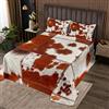 Loussiesd Pelliccia di mucca Trapuntata Copriletto Bovino Pelliccia Geometria Coverlet Set Per Bambini Bambino Adolescenti Splicing Plaid Agriturismo Pelle bovina Trapuntato Coperta Trapunt170X230cm