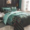 Dencalleus Set Copripiumino Singolo Completo Sacco Copripiumino 135x200 cm con 1 x Federe 50x80 cm in Microfibra Parure Geometrico Singolo, Bedding Set Biancheria da Letto, Verde