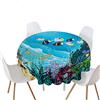 Highdi Tovaglia Rotonda Antimacchia, Tavolo Circolare Copertura Antipolvere Impermeabile Moderna Tovaglia Tonda per Buffet, Matrimonio, Ristorante, Festa (Corallo dell'Oceano,Diametro 180cm)